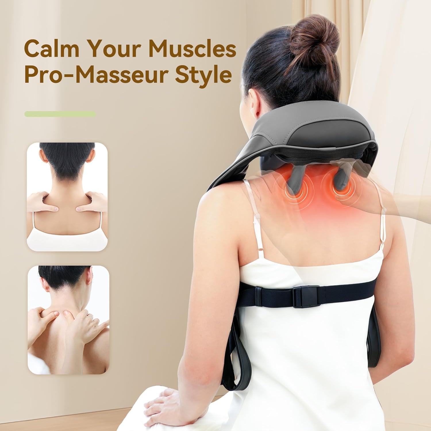 Neck Massager for Pain Relief Deep Tissue, Neck Massage with Heat, FSA HSA Eligible, Cordless Massager for Back and Shoulder Pain, Deep Kneading Back Massager, Gift for Mom Dad